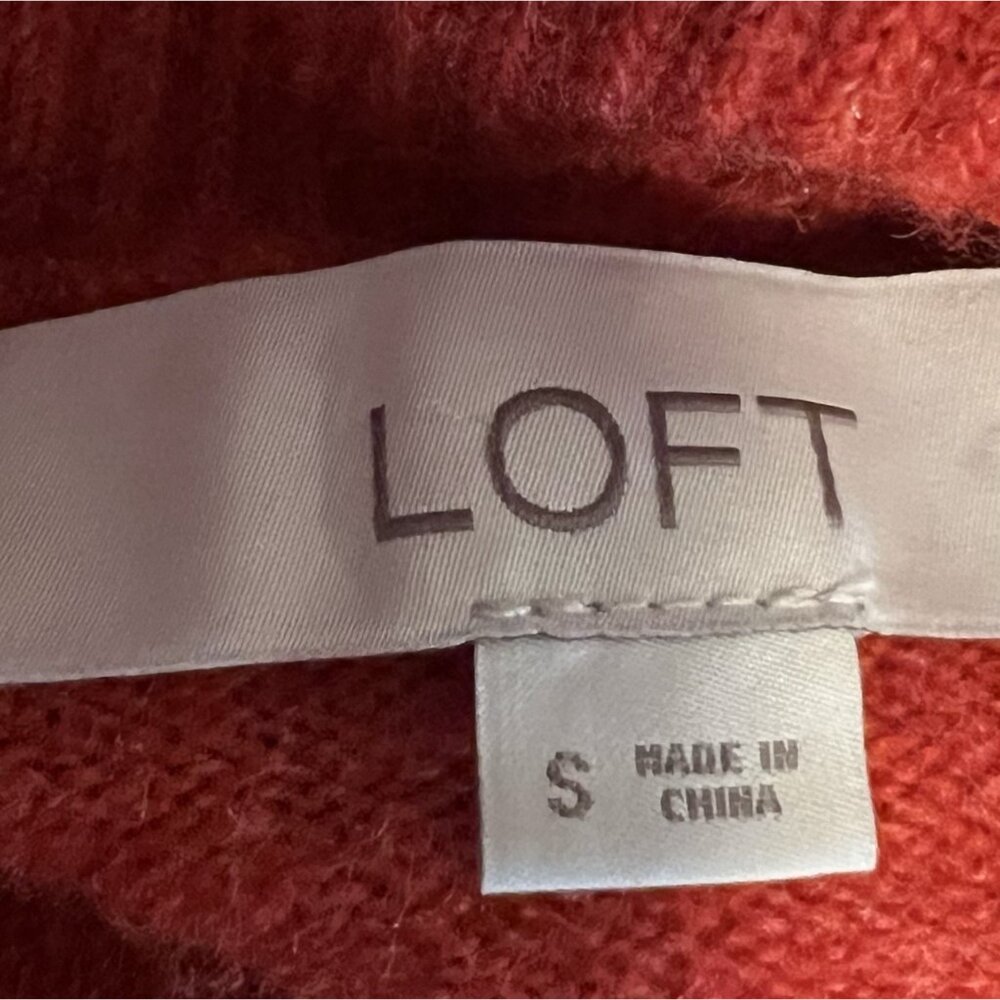 Loft Women’s Sweater Turtleneck Red Small Size Long Sleeves Winter Christmas - Picture 5 of 8